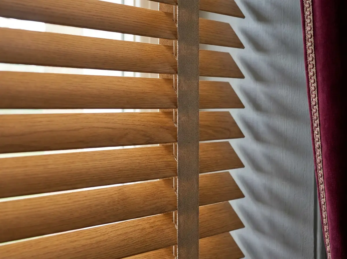 Close detail of blind slats and mechanism — repairs and restringing in Dunkeld